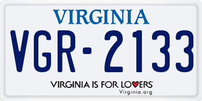 VA license plate VGR2133