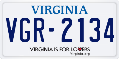 VA license plate VGR2134