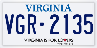 VA license plate VGR2135