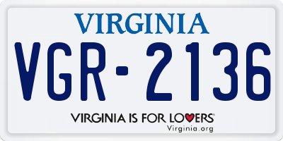 VA license plate VGR2136
