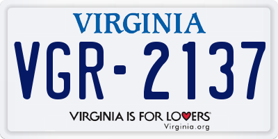 VA license plate VGR2137