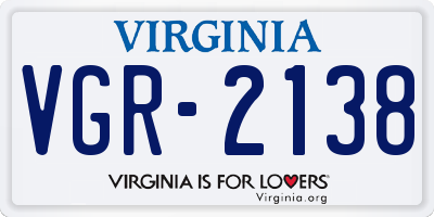 VA license plate VGR2138