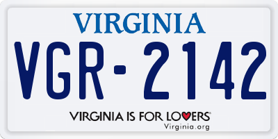 VA license plate VGR2142