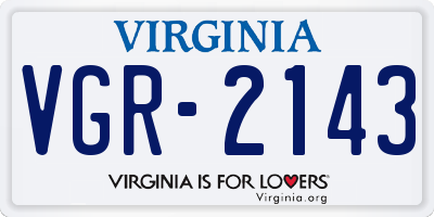 VA license plate VGR2143
