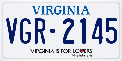 VA license plate VGR2145