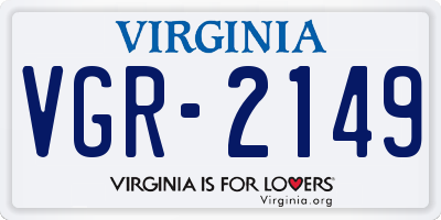 VA license plate VGR2149