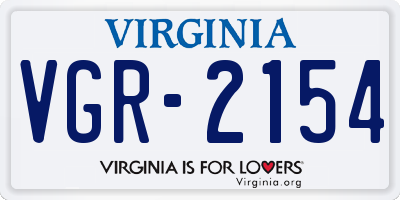 VA license plate VGR2154