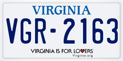 VA license plate VGR2163