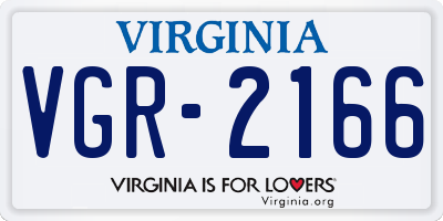 VA license plate VGR2166