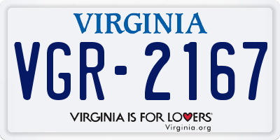 VA license plate VGR2167