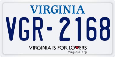 VA license plate VGR2168