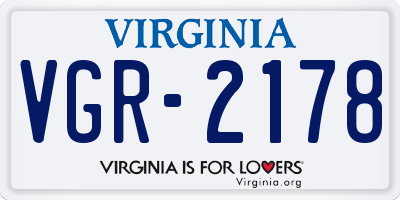 VA license plate VGR2178