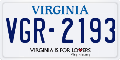 VA license plate VGR2193