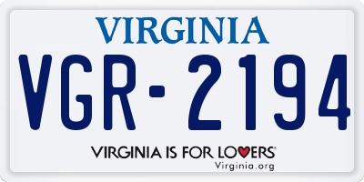 VA license plate VGR2194