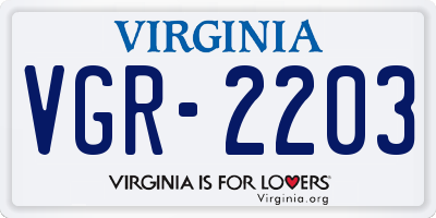 VA license plate VGR2203