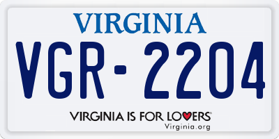VA license plate VGR2204