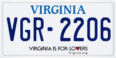 VA license plate VGR2206