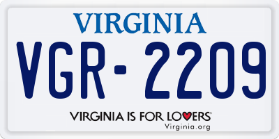 VA license plate VGR2209