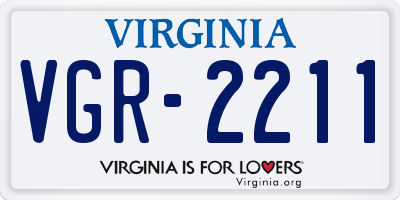 VA license plate VGR2211