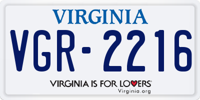 VA license plate VGR2216