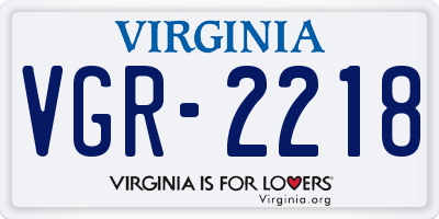 VA license plate VGR2218