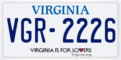 VA license plate VGR2226