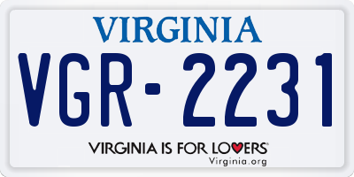 VA license plate VGR2231