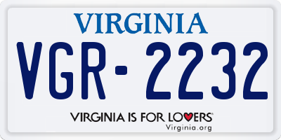 VA license plate VGR2232