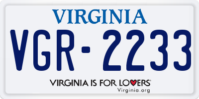 VA license plate VGR2233