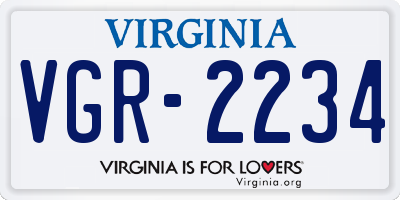 VA license plate VGR2234