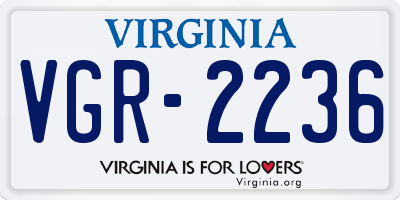VA license plate VGR2236