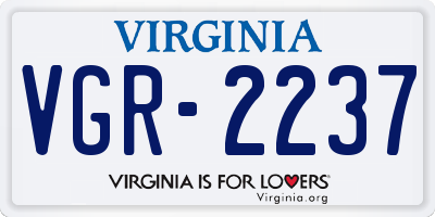 VA license plate VGR2237