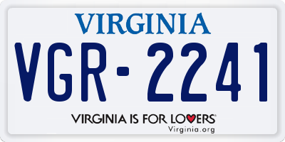 VA license plate VGR2241