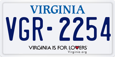 VA license plate VGR2254