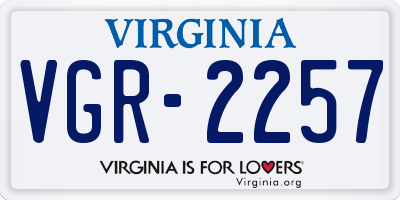 VA license plate VGR2257