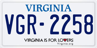VA license plate VGR2258