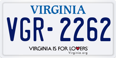 VA license plate VGR2262