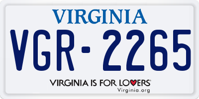 VA license plate VGR2265