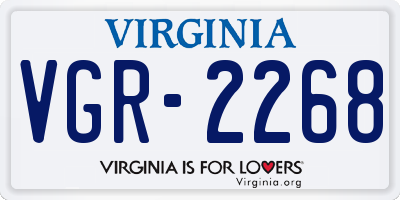 VA license plate VGR2268