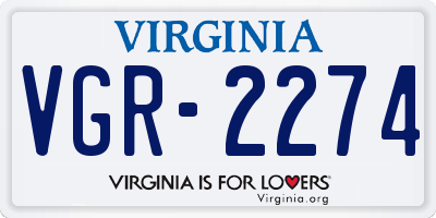 VA license plate VGR2274