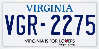 VA license plate VGR2275