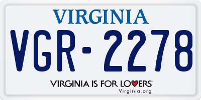 VA license plate VGR2278