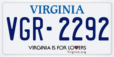 VA license plate VGR2292