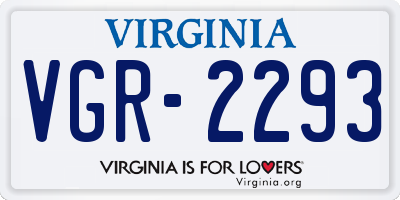 VA license plate VGR2293
