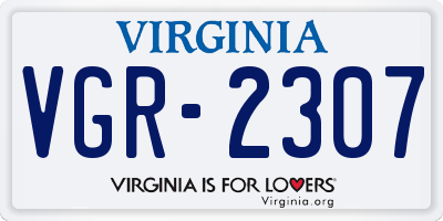 VA license plate VGR2307