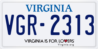 VA license plate VGR2313
