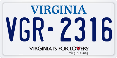 VA license plate VGR2316