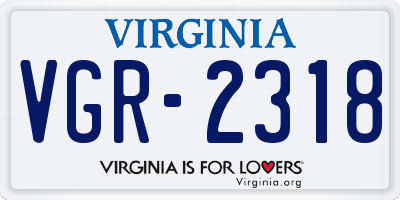 VA license plate VGR2318