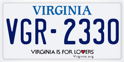VA license plate VGR2330