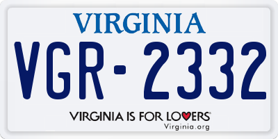 VA license plate VGR2332